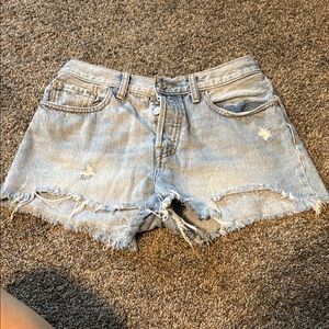 We The Free Light Blue Distressed Jean Shorts
